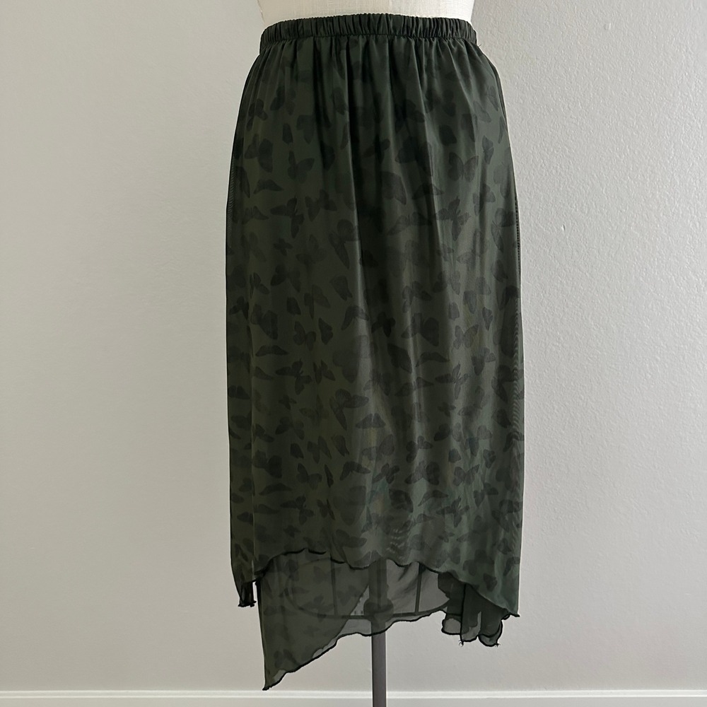 Butterfly Mesh High-Low Skirt S/M Olive Green Whimsigoth Fairycore